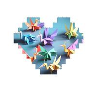 Origami Papercraft Cranes Stampa Blocco di mattoni Puzzle a forma di cuore Puzzle 3D Puzzle 3D Decorazione domestica fai da te