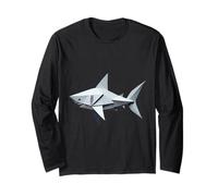 Origami Shark Design Geometrico Ocean Animal Predator Maglia a Manica