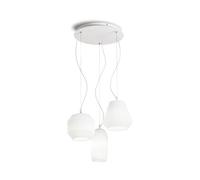 Lampadario Shabby Chic-Provenzale Origami Vetro Bianco 3 Luci E27