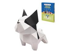 ORIGAMIPLANET Kit di carta origami 3D a forma di bulldog, facile fai da te con cuccioli pretagliati, scultura in carta per adulti, simpatico animale fatto a mano, decorazione per la casa, set regalo