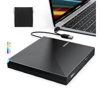 ORIGBELIE Externes DVD Laufwerk, USB 3.0 Typ C CD DVD +/-RW Externer DVD Brenner, Ultra-Slim Externes CD Laufwerk für Laptop Desktop PC iMac MacBook Pro/Air Windows 11/10/8/7/XP/Vista Linux Mac OS