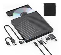 ORIGBELIE Masterizzatore CD Externo, Lettore CD DVD Esterno, USB 3.0 con 4 Porte USB e 2 Lettore di Schede TF/SD, Unità CD/DVD Esterna per Laptop Windows 11/10/8/7/XP/Vista Linux Mac