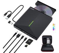 ORIGBELIE Masterizzatore DVD Esterno con 4 Porte USB e 2 Slot per Schede TF/SD, USB 3.0 Lettore CD Esterno per PC Portatile Laptop Desktop MacBook Windows 11/10/8/7 Vista Linux Mac OS, con Scatola