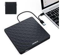 ORIGBELIE Masterizzatore DVD Esterno, Ultra Slim 13mm CD DVD +/-RW Drive | Plug & Play, USB 3.0 Type-C Lettore CD Esterno per PC Portatile Desktop Windows 11/10/8/7 Linux Mac OS (Nero)