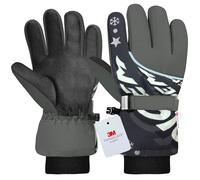 Origem Guanti Neve Invernali Bambino Bambina, 3M Thinsulate Impermeabili Guanti Sci Termici con Touchscreen a 5 Dita Riflettenti Antiscivolo per Bambini 4-14 anni Snowboard Sciare Calcio Bici