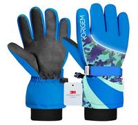 Origem Guanti Neve Invernali Bambino Bambina, 3M Thinsulate Impermeabili Guanti Sci Termici con Touchscreen a 5 Dita Riflettenti Antiscivolo per Bambini 4-14 anni Snowboard Sciare Calcio Bici