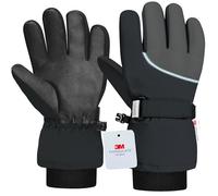 Origem Guanti Sci Bambino Bambino, 3M Thinsulate Impermeabili Guanti Neve Invernali Termici con Touchscreen a 5 Dita Riflettenti Antiscivolo per Bambini 4-14 anni Snowboard Sci Escursionismo