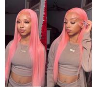 ORIGEN Parrucche anteriori in pizzo rosa con capelli del bambino per donne nere capelli umani Pre pizzicati diritto colorato 13x4 pizzo frontale senza colla parrucca 38 pollici densità 180%