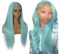 ORIGEN Parrucche frontali in pizzo verde con capelli del bambino per donne nere capelli umani Pre pizzicati diritto colorato 13x6 parrucca frontale in pizzo senza colla 32 pollici densità 180%