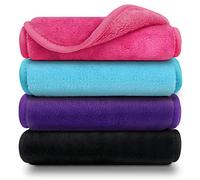 Orighty Confezione da 4 panni struccanti riutilizzabili in microfibra per la pulizia del viso, rimuovono istantaneamente lo sporco, trucco e mascara impermeabile con solo acqua, 39,4 x 19,1 cm,