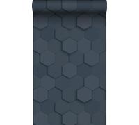 Origin carta da parati stampa esagonale 3d blu scuro 53 cm x 10.05 m
