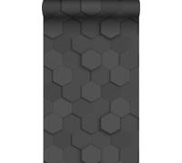 Origin carta da parati stampa esagonale 3d nero 53 cm x 10.05 m