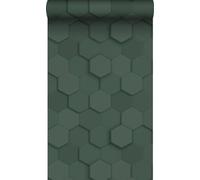 Origin carta da parati stampa esagonale 3d verde scuro 53 cm x 10.05 m