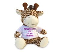 Origin Dan Peluche Personalizzato, Made in Italy - Pupazzo 23 cm Morbido e Simpatico - Idea Regalo Personalizzabile con Foto e Stampe - T-Shirt Peluche Intercambiabile (Giraffa)