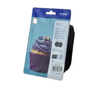 ORIGINAL Brother Multipack nero LC-123 LC123BKBP2DR ~1200 Seiten 2 cartucce d'in