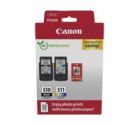 ORIGINAL Canon Value Pack nero / differenti colori / Bianco PG-510+CL-511 + 10x1