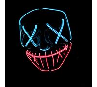 Original Cup La Purge® LED Mask | Nightmare Blu e Rosso | Plastica Rigida | 3 modalità Lampeggianti | Maschera LED | Cosplay | Halloween | Neon | 100% Horror | 100% Divertimento