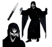 Original Cup Travestimento da Scream adulto | Include 1 costume, 1 maschera e 1 coltello | Travestimento da fantasma assassino Halloween | Ghostface | Cosplay da film horror | 100% divertimento