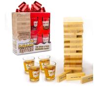 Original DrunkenTower® | Afferra Un Pezzo con osa | qualità Premium | 60 Blocchi di Legno | 4 Bicchierini | Gioco bevente | Bevande | Partito | Festa in casa | OriginalCup®