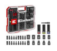 Set di bussole a percussione originale Einhell da 32 pezzi (18x punte da 30 mm, 9x bussole da 40 mm, 3x bussole da 80 mm, acciaio S2 e CrMo, manicotto in plastica, settore automobilistico)