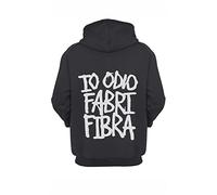 ORIGINAL FAKE Felpa con cappuccio e marsupio con stampa su davanti e retro Io odio fabri fibra (Nero, M)