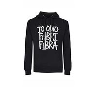 ORIGINAL FAKE Felpa con cappuccio e marsupio con stampa su davanti Io odio fabri fibra (Nero, L)