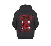 ORIGINAL FAKE Felpa nera con marsupio e cappuccio con stampa Curva Sud (Nero, M)