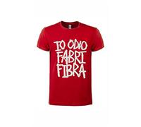 ORIGINAL FAKE T-Shirt Manica Corta Cult in Cotone Naturale con Stampa: io odio Fabri Fibra (L, Rosso)