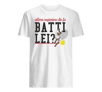 ORIGINAL FAKE T-Shirt Manica Corta Cult in Cotone Naturale con Stampa Ragioniere Che Fa Batti lei (L, Bianco)