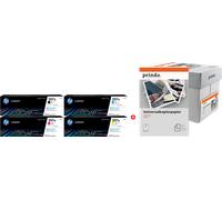 ORIGINAL HP Value Pack nero / ciano / magenta / giallo / Bianco 207A MCVP 01 + Prindo Universal Papier 2500 Blatt ~5100 Seiten