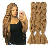 Original Jumbo Braids Hair Extension 3pcs Golden Brown Color 24inch 100g/pc For Twist Box Braiding Hair (Gold)