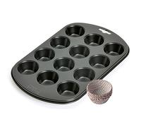 ORIGINAL KAISER Inspiration - Set di 2 teglie per muffin con pirottini di carta Xmas per 12 muffin, 38 x 27 cm, antiaderente