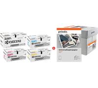 ORIGINAL Kyocera Value Pack nero / ciano / magenta / giallo / Bianco TK-5440 MCVP + Prindo Universal Papier 2500 Blatt ~10000 Seiten