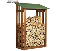 ORIGINAL LEGNO ITALIA - Portalegna Legnaia In Legno Tetto Verde Mod. L122 Mis. 122X70xh180
