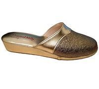 Original Milly 4200 Ciabatte da Camera Chiuse per Donna Pantofole per casa Classiche Eleganti Tacco 3 cm (34 EU, Oro, 34)