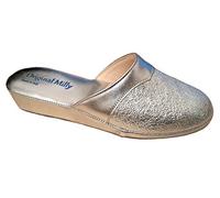 Original Milly 4200 Ciabatte da Camera Chiuse per Donna Pantofole per casa Classiche Eleganti Tacco 3 cm (38 EU, Argento, 38)