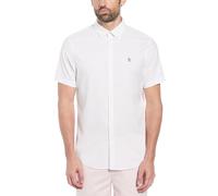 Original Penguin SS Oxford Strtch n Camicia, Bianco Brillante, L Uomo