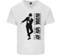 Original Rude Boy 2Tone 2 Tono SKA Maglietta Uomo V-Neck In Cotone
