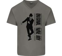 Original Rude Boy 2Tone 2 Tono SKA Maglietta Uomo V-Neck In Cotone