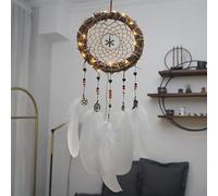 Original Silver Gray Dream Catcher 2 Ring Indian Feather Hanging Art Gifts To Bestie Friends Creative Valentine's Day(Lighting Up)