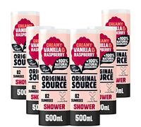 Original Source Gel doccia al latte di vaniglia e lamponi, 100% fragranza naturale, gel doccia vegano, senza parabeni, confezione multipla da 6 x 500 ml