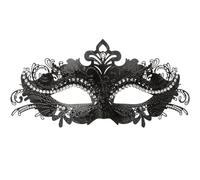 OriginalCorner - Maschera Veneziana Nera, Tradizionale Costume da Ballo per Carnevale, Taglia Unica per Adulti, Con Elastico Integrato