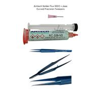 Originale Amtech NC-559-V2 Nessun Pulire Micro Saldatura Flux 10cc + Curvo Pinze