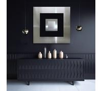 Originale Astratto Metallo Design Immagine Moderno Abitare Argento Nero XXL