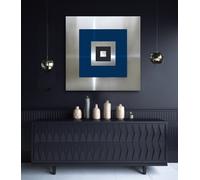 Originale Astratto Metallo Immagine 3D Oltre Credenza Comò Nero Blu Argento Deco
