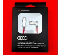 Originale Audi Cavo di Carica per Usb-C Per Micro-Usb Rosso 60cm A3 A4 A5 A6 -
