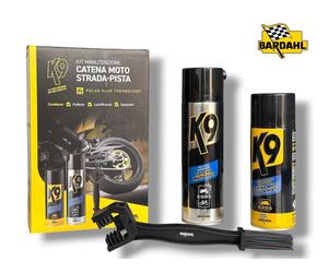ORIGINALE BARDAHL KIT K9 PULITORE SPRAY GRASSO SPAZZOLA CATENA MOTO STRADA-PISTA
