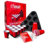 Originale Birra Pong Kit Ufficiale® | Confezione Completa di Birra Pong Ufficiale | 22 Coppe Rosso | 2 Pitch Rack | 4 Palle | Regole Ufficiali | Gioco di Bere | OriginalCup®