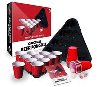 Originale Birra Pong Kit Ufficiale® | Confezione Completa di Birra Pong Ufficiale | 22 Coppe Rosso | 2 Pitch Rack | 4 Palle | Regole Ufficiali | Gioco di Bere | OriginalCup®