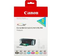 ORIGINALE Canon Multipack nero / ciano / magenta / giallo / Grigio / ciano (chiaro) / magenta (chiaro) / grigio (chiaro) CLI-42 6384B010 8 cartucce CLI-42: BK +C +M +Y +GY +PC